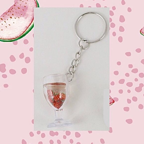Strawberry Goblet Keychain  - Picture 1 of 4
